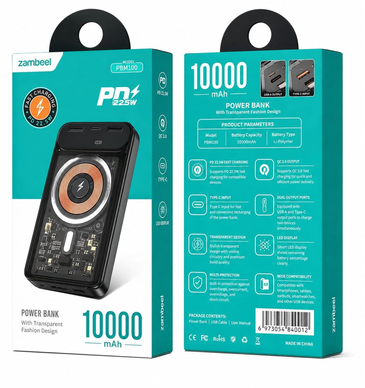 Portable Fast Charging Power Bank (20000MAH)